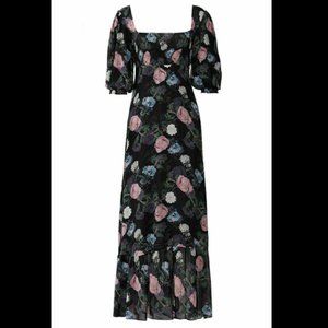 Nicholas Square-Neck Floral Smocked Maxi Dress 8